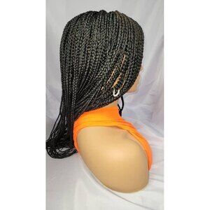 Handmade braided black wig, lace closure Ghana weave, long wig NWOT